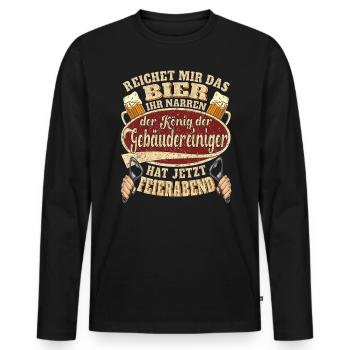 Gebäudereiniger Bier Feierabend - Männer Premium Bio Langarmshirt - Schwarz - Vorne - Nico (187cm)