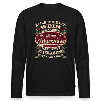 Elektroniker Wein Feierabend - Männer Premium Bio Langarmshirt - Schwarz - Vorne - Nico (187cm)