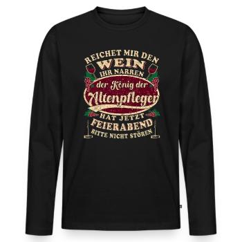 Altenpfleger Wein Feierabend - Männer Premium Bio Langarmshirt - Schwarz - Vorne - Nico (187cm)