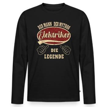 Elektriker der Mann der Mythos Elektriker - Männer Premium Bio Langarmshirt - Schwarz - Vorne - Nico (187cm)