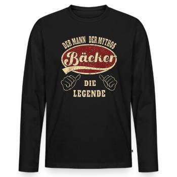 Bäcker Spruch der Mann der Mythos Bäcker - Männer Premium Bio Langarmshirt - Schwarz - Vorne - Nico (187cm)