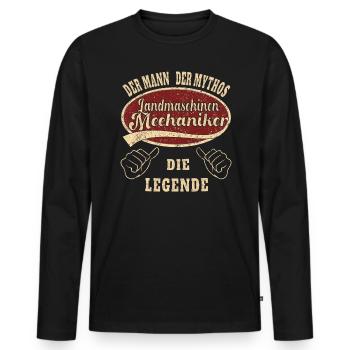 Landmaschinen Mechaniker ich bin dieser - Männer Premium Bio Langarmshirt - Schwarz - Vorne - Nico (187cm)
