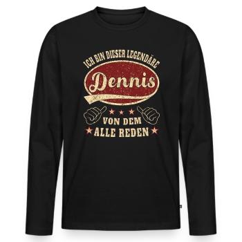 Dennis ich bin dieser legendäre Dennis Retro - Männer Premium Bio Langarmshirt - Schwarz - Vorne - Nico (187cm)