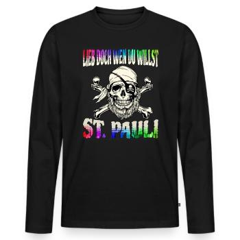 St. Pauli Hambourg Fanartikel St. Pauli - T-shirt manches longues Premium bio Homme - noir - Devant - Nico (187cm)