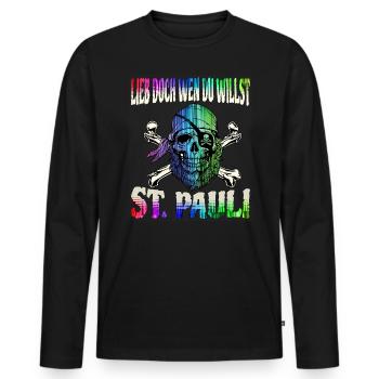 St. Pauli Hambourg Fanartikel St. Pauli - T-shirt manches longues Premium bio Homme - noir - Devant - Nico (187cm)