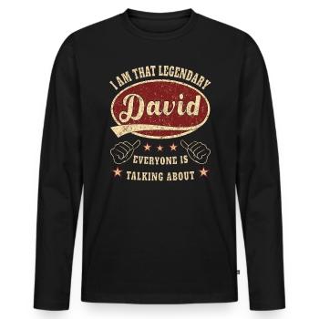 David i am that legendary David - Men's Premium Organic Long Sleeve Shirt - black - Front - Nico (187cm)