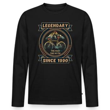 Bicycle 1990 Cycling Road Bike Cyclist Birthday - Men's Premium Organic Long Sleeve Shirt - black - Front - Nico (187cm)