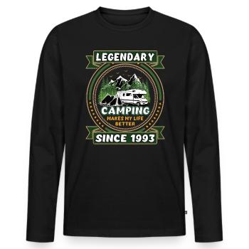 Legendär seit 1993 Camping Geschenk Geburtsjahr - Männer Premium Bio Langarmshirt - Schwarz - Vorne - Nico (187cm)