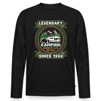 Legendär seit 1988 Camping Geschenk Geburtsjahr - Männer Premium Bio Langarmshirt - Schwarz - Vorne - Nico (187cm)