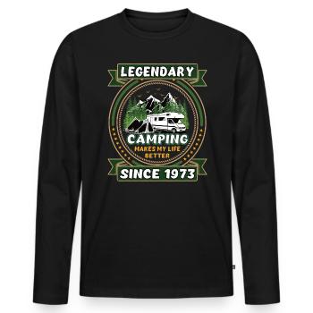 Legendär seit 1973 Camping Geschenk Geburtsjahr - Männer Premium Bio Langarmshirt - Schwarz - Vorne - Nico (187cm)