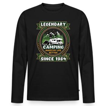 Legendär seit 1984 Camping Geschenk Geburtsjahr - Männer Premium Bio Langarmshirt - Schwarz - Vorne - Nico (187cm)