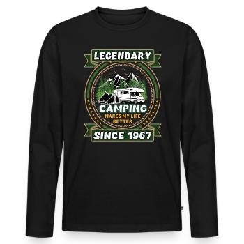 Legendär seit 1967 Camping Geschenk Geburtsjahr - Männer Premium Bio Langarmshirt - Schwarz - Vorne - Nico (187cm)