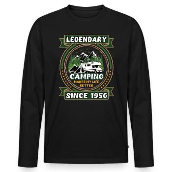 Legendär seit 1956 Camping Geschenk Geburtsjahr - Männer Premium Bio Langarmshirt - Schwarz - Vorne - Nico (187cm)