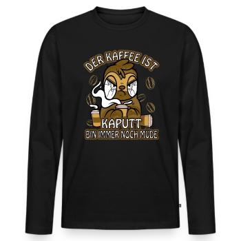 Der Kaffee ist kaputt müde Faultier - Männer Premium Bio Langarmshirt - Schwarz - Vorne - Nico (187cm)