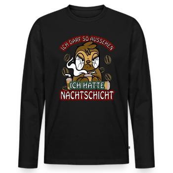 Ich hatte Nachtschicht Kaffee müde Faultier - Männer Premium Bio Langarmshirt - Schwarz - Vorne - Nico (187cm)