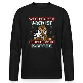 Wer früher wach ist schafft mehr Kaffee Faultier - Männer Premium Bio Langarmshirt - Schwarz - Vorne - Nico (187cm)