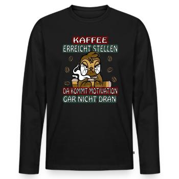 Kaffee erreicht Stellen Motivation müde Faultier - Männer Premium Bio Langarmshirt - Schwarz - Vorne - Nico (187cm)