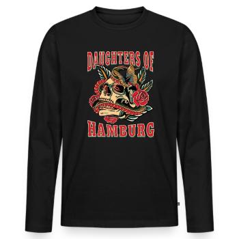 Hamburg Power-Frau daughters of Hamburg - Männer Premium Bio Langarmshirt - Schwarz - Vorne - Nico (187cm)