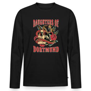 Dortmund Power-Frau daughters of Dortmund - Männer Premium Bio Langarmshirt - Schwarz - Vorne - Nico (187cm)