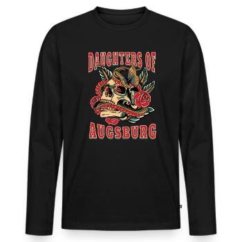 Augsburg Power-Frau daughters of Augsburg Retro - Männer Premium Bio Langarmshirt - Schwarz - Vorne - Nico (187cm)