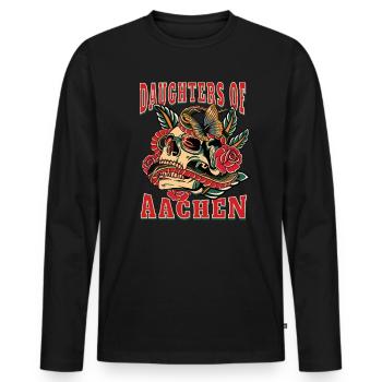 Aachen Power-Frau daughters of Aachen Retro Blumen - Männer Premium Bio Langarmshirt - Schwarz - Vorne - Nico (187cm)