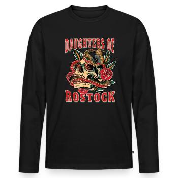 Rostock Power-Frau daughters of Rostock - Männer Premium Bio Langarmshirt - Schwarz - Vorne - Nico (187cm)