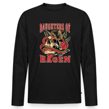 Hagen Power-Frau daughters of Hagen Retro - Männer Premium Bio Langarmshirt - Schwarz - Vorne - Nico (187cm)