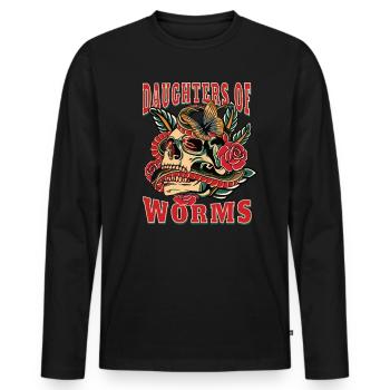 Worms Frau Geschenk daughters of Worms Frauen - Männer Premium Bio Langarmshirt - Schwarz - Vorne - Nico (187cm)