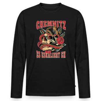 Chemnitz femme cadeau ça s’intensifie quand même Chemnitz - T-shirt manches longues Premium bio Homme - noir - Devant - Nico (187cm)