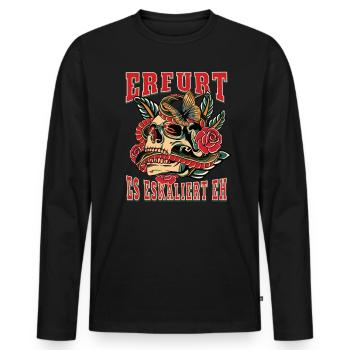 Erfurt Frau Geschenk es eskaliert eh Erfurt Frauen - Männer Premium Bio Langarmshirt - Schwarz - Vorne - Nico (187cm)