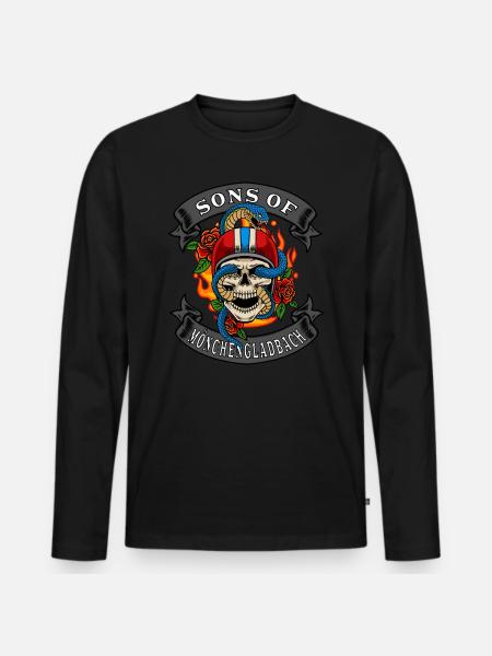 Biker Gift fils de Mönchengladbach - T-shirt manches longues Premium bio Homme - noir