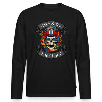 Erfurt Biker Geschenk sons of Erfurt - Männer Premium Bio Langarmshirt - Schwarz - Vorne - Nico (187cm)