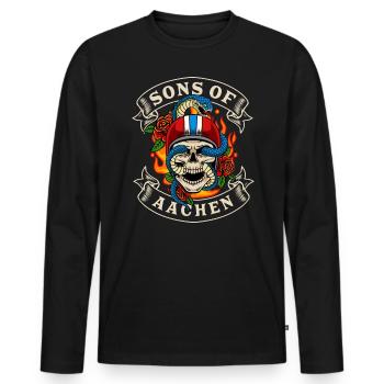 Aachen Biker Gift fils d’Aix-la-Chapelle - T-shirt manches longues Premium bio Homme - noir - Devant - Nico (187cm)