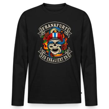 Frankfurt biker gift it escalates anyway Frankfurt - Men's Premium Organic Long Sleeve Shirt - black - Front - Nico (187cm)