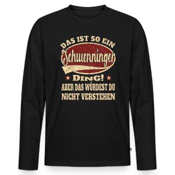 Schwenningen retro design - Männer Premium Bio Langarmshirt - Schwarz - Vorne - Nico (187cm)