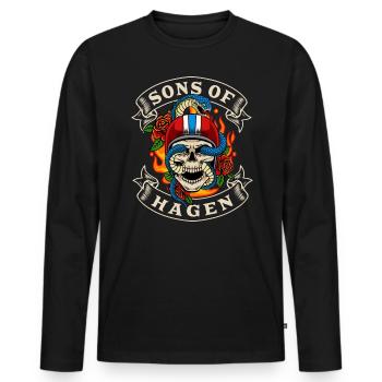 Hagen Biker Geschenk sons of Hagen Heimat - Men's Premium Organic Long Sleeve Shirt - black - Front - Nico (187cm)
