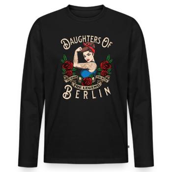 Berlin Frau Geschenk daughters of Berlin Frauen - Männer Premium Bio Langarmshirt - Schwarz - Vorne - Nico (187cm)