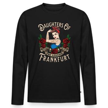 Frankfurt Frau Geschenk daughters of Frankfurt - Männer Premium Bio Langarmshirt - Schwarz - Vorne - Nico (187cm)