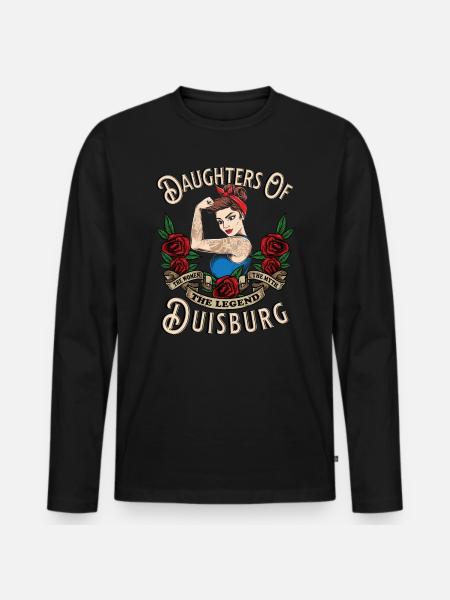 Duisburg Frau Geschenk daughters of Duisburg - Männer Premium Bio Langarmshirt - Schwarz