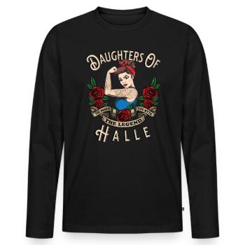 Halle Frau Geschenk filles de Halle Frauen - T-shirt manches longues Premium bio Homme - noir - Devant - Nico (187cm)
