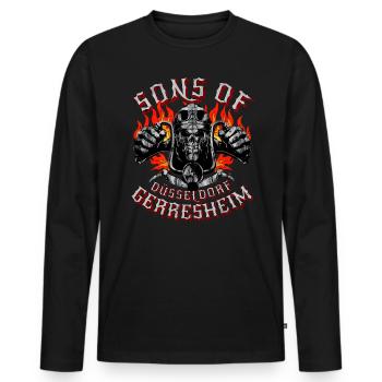 Sons of Gerresheim Skull biker - Men's Premium Organic Long Sleeve Shirt - black - Front - Nico (187cm)