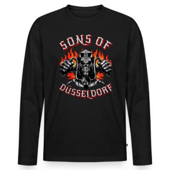 Sons of Düsseldorf Totenkopf biker - Men's Premium Organic Long Sleeve Shirt - black - Front - Nico (187cm)