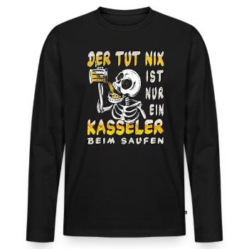 Kassel der tut nix Saufen Kostüm - Männer Premium Bio Langarmshirt - Schwarz - Vorne - Nico (187cm)