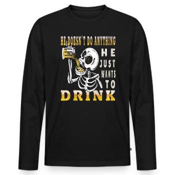 Boire la fête tut nix boire de la bière - T-shirt manches longues Premium bio Homme - noir - Devant - Nico (187cm)