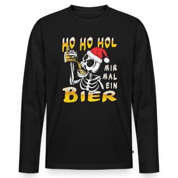 Ho Ho Hol Bier Weihnachtsgeschenk - Männer Premium Bio Langarmshirt - Schwarz - Vorne - Nico (187cm)