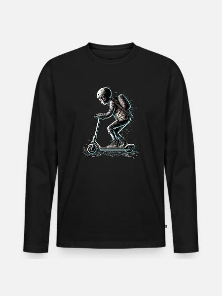 Stuntscooter in ASCII style - Men's Premium Organic Long Sleeve Shirt - black