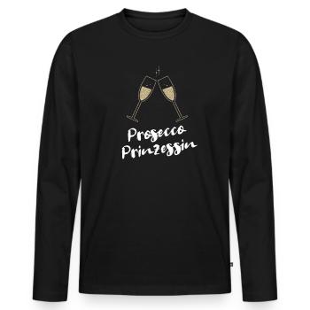 und Prosecco - Prosecco Prinzessin - Männer Premium Bio Langarmshirt - Schwarz - Vorne - Nico (187cm)