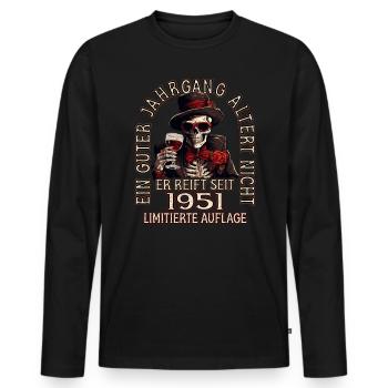 72. Geburtstag 1951 72er Guter Jahrgang - Männer Premium Bio Langarmshirt - Schwarz - Vorne - Nico (187cm)