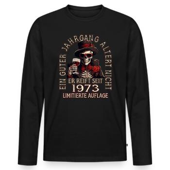 50. Geburtstag 1973 50er Guter Jahrgang - Männer Premium Bio Langarmshirt - Schwarz - Vorne - Nico (187cm)