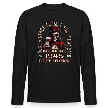 78ème Anniversaire 1945 '78 Bon Millésime - T-shirt manches longues Premium bio Homme - noir - Devant - Nico (187cm)